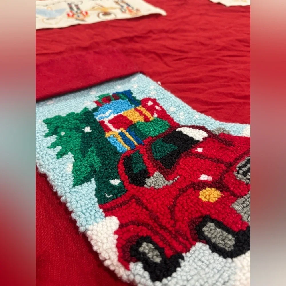 Needlepoint Stocking christmas lab car gifts holidays black dog puppy decor